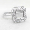 Semi Mount Ring 8*8mm Sterling Silver Square Shape Empty Frame Blank Claws Setting S925 Base Without Center Stone for Inlay DIY