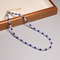 Natural Amethyst Column Stone Beaded Necklace Choker for Women Fashion 14k Gold Plated Chain Purple Jade Beaded Necklace