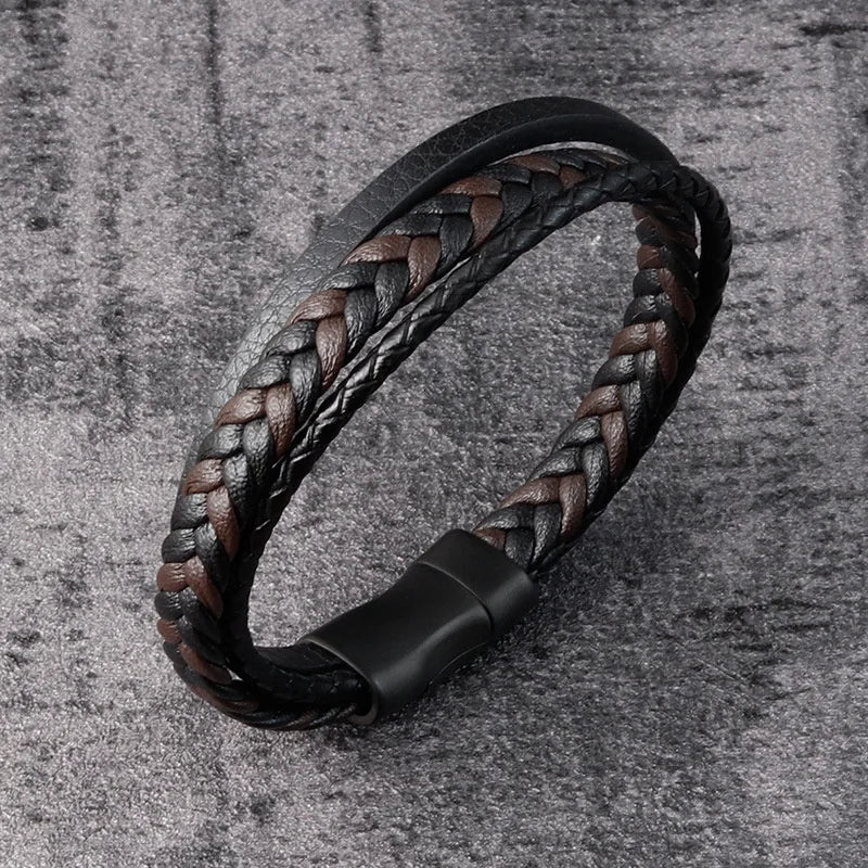 Hand Multi-layer Magnetic Bracelets Bangle New Design 2021 Braided Genuine Leather Bracelet