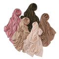 Women's New Design Jacquard Hijab Scarf Floral Jersey Hijab Shawl Breathable Stretchy Headscarf for Muslim Ladies for Spring