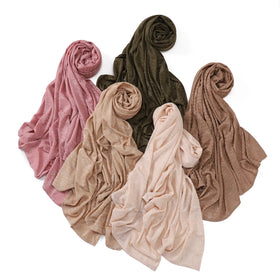 Women's New Design Jacquard Hijab Scarf Floral Jersey Hijab Shawl Breathable Stretchy Headscarf for Muslim Ladies for Spring