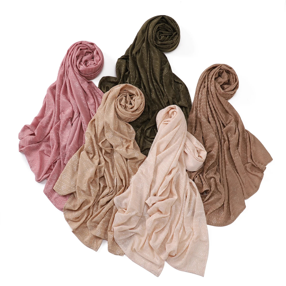 Women's New Design Jacquard Hijab Scarf Floral Jersey Hijab Shawl Breathable Stretchy Headscarf for Muslim Ladies for Spring