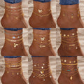 Bohemia Butterfly Heart Gold Multilayer Chain Anklets for Women Beach Barefoot Moon Cross Pendant Charm Anklets Jewelry