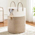 Square Jute Sturdy Handle Rectangular  Hand Woven Cotton Rope Laundry Baskets