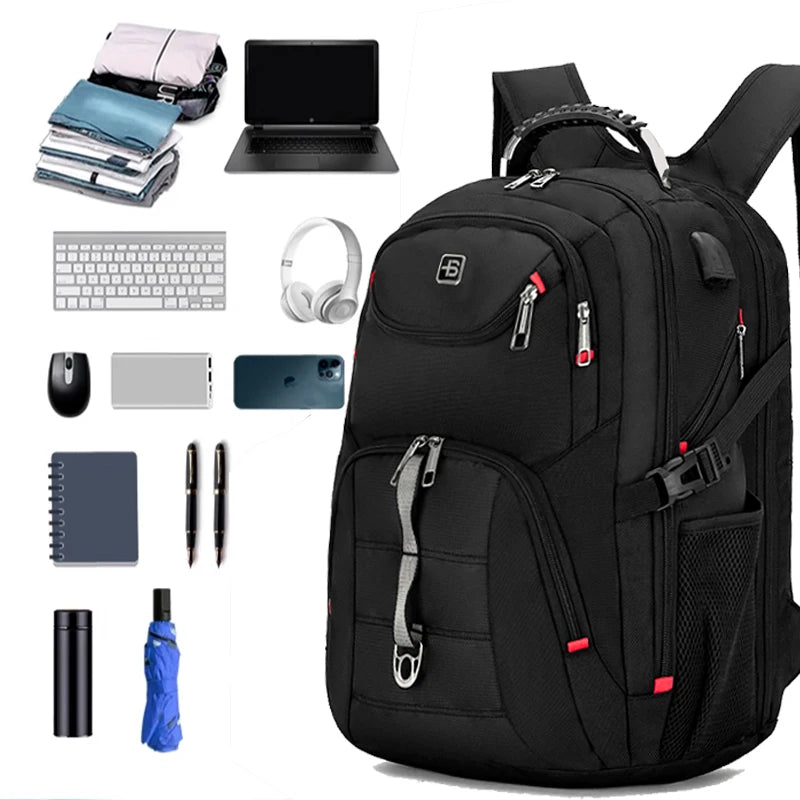 Fashion Travel Casual Backpacks Custom Logo Waterproof USB Charging Port 46L Large Capacity Business Laptop Nylon