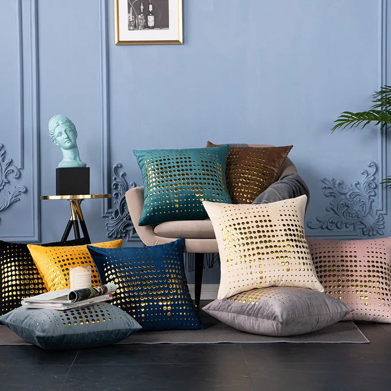 Simple Modern Round Sequins Sofa Throw Pillow Cover Light Luxury Velvet Cushion Cover/