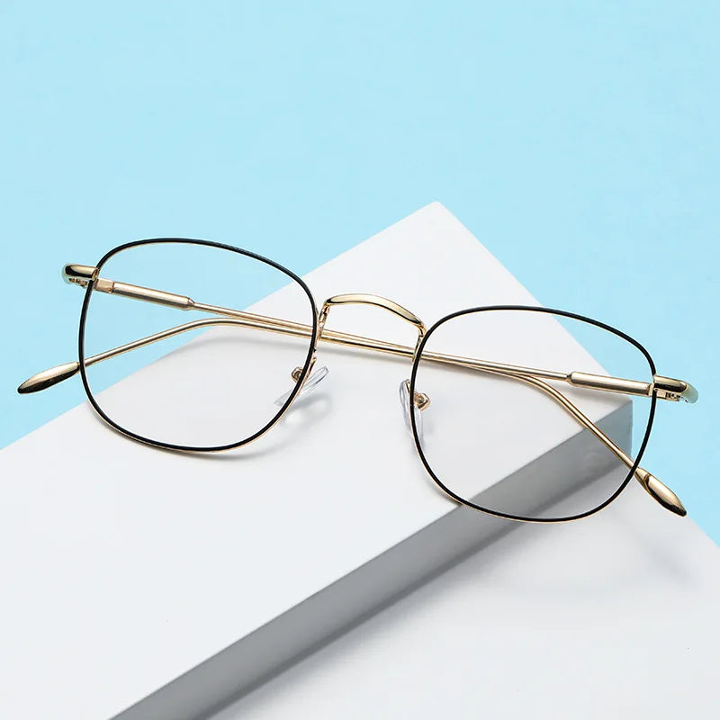 Trendy Metal Fashion Photo Gray Anti-blue Light Glasses Photochromic Glasses  Lunette Photochromique Et Anti- Bleue