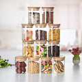 Wholesale Kitchens 250ml 12pcs Airtight Glass Storage Jar With Bamboo Lids Set