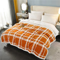 Modern Plaid Flange Sofa Blanket New Winter Thickened Coral Fleece Velvet Casual Double Layer Blooming Cover Modern Style
