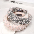 Wholesale Luxury Women's Pearl Headband with Pink Grey Flower Lace Hair Accessories Elegant Headband Hairband
