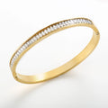 2022 New Stackable Design 18K Gold Plated Stainless Steel 5A Square Stone Men Women Bangle Bracelet Fashion Jewelry