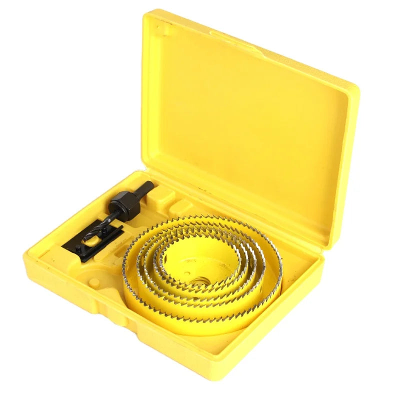 8pcs Wood Hole Saw Set Carbon Steel Wood Plastic Cutter Kit for Woodwork Drywall PVC Cutting