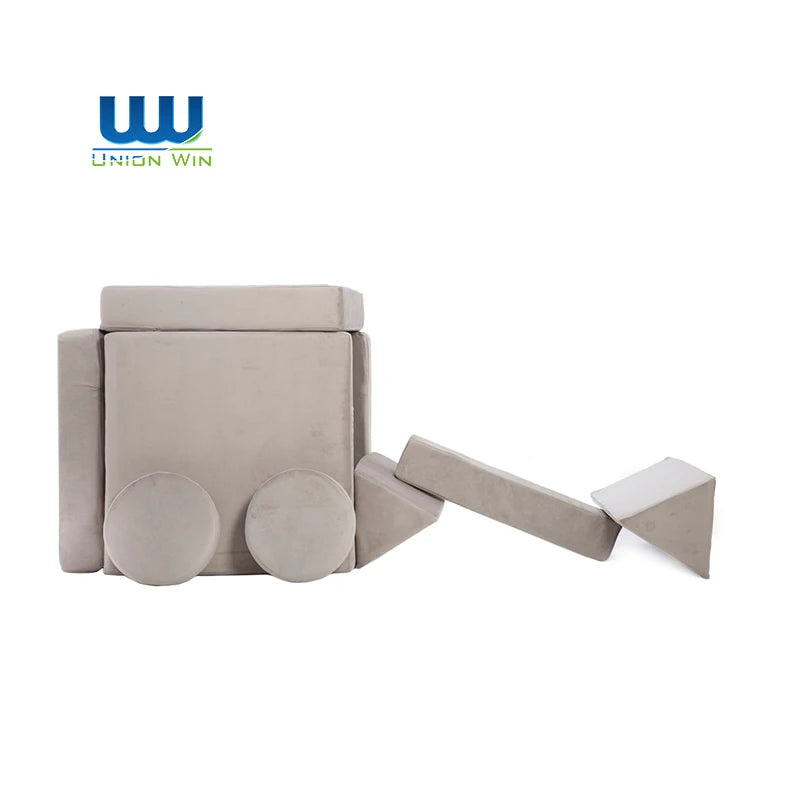 Industrial Kids Play Couch Wooden Frame Available for Pre-Schoolers Play MIcrofiber Fabric Couch Modular Sofa for Kids