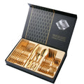 Wholesale Travel Cutlery Set Stainless Steel 24 Pcs Gift Set Silverware Gold Cutlery Set with Case Luxury Gold Wed Flatware