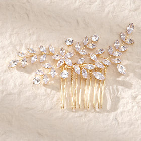 Zircon Leave Hair Clip Female Wedding Bridal Crystal Headpieces for Women Hair Accessories Claw Setting Hair Combs