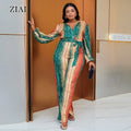 Women Casual Plus Size Jumpsuit Long Sleeve Fashion Wide Leg Jumpsuit Printing