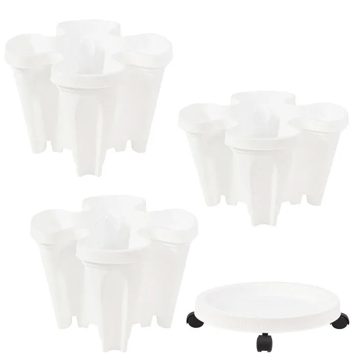 Large 4 Petals 3-Tiered Vegetable Melon Fruit Planter Creative Plastic Vertical Stereoscopic Gardening Flower Pots Planters