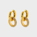Tarnish Free 18k Gold Plated Stainless Steel Earring Paved Zirconia Stone Ring Dangle Earrings for Women