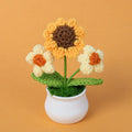 S10 Handmade Crochet Flower Pot Sunflower Tulip Rose Knit Potted Flower Novelty Christmas Easter Gift Made From Durable Cloth