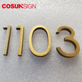 Cosun Metal Letter and Numbers House Floor Number Signage Brass House Floating Number
