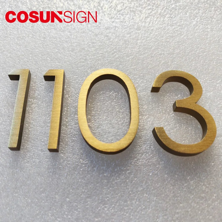 Cosun Metal Letter and Numbers House Floor Number Signage Brass House Floating Number