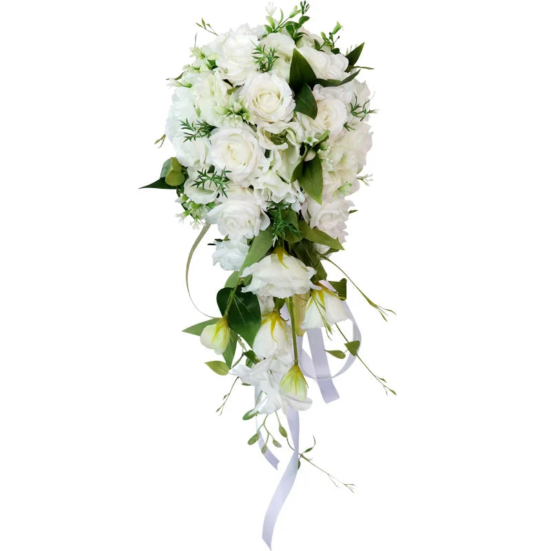 Morili Water Drops Holding Flowers for Wedding Outdoor Wedding Photography Bride Holding Flowers Bridal Bouquet MB19