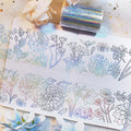 Custom High Quality Flower Holographic Silver Foil Transparent PET Tape for Scrapbooking