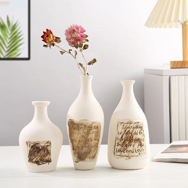 Creative Ceramic Tabletop Vase Simple Modern Stars Design Porcelain Wedding Display Ornaments Living Room Dried Water Raising