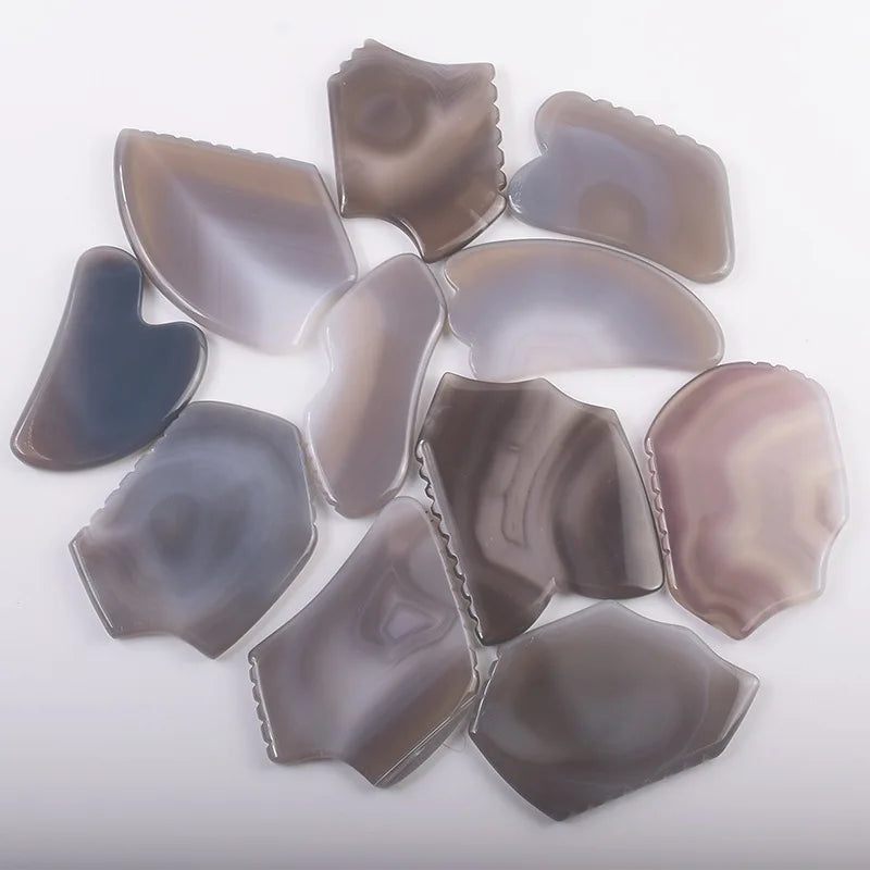 Diy SPA Scraping Massage Tools Natural Crystal Healing Stone Scraper Board Agate Jade Gua Sha Board Gemstone