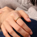 Chris April 316L Stainless Steel PVD Gold Plating Organic Shape Layers Knuckle Ring