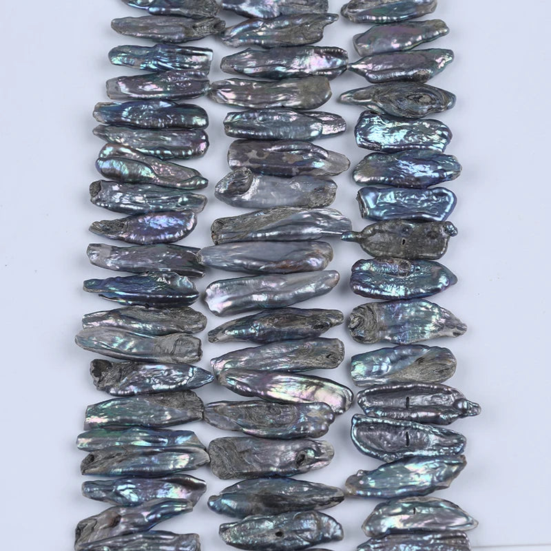 Zhuji Best Selling 6-11mm Black Natural Freshwater Biwa Pearl Strands Grade a for Jewelry Making
