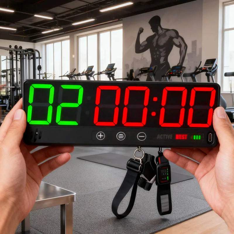 CHEETIE CP28A Green Red Small Home Gym Timer Clock Stopwatch Workout Interval Timer Rechargeable Battery ABS Dumbbell Accessory