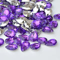 JUNAO 13*18mm 18*25mm Purple Color Pointback Crystal Stone Drop Shape Acrylic Sew on Rhinestone for Clothes