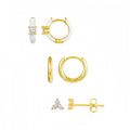 6Pcs Timeless Huggie Earrings S925 Silver Studs 5A Zircon 18K Gold Plated Professional Style Jewelry Set