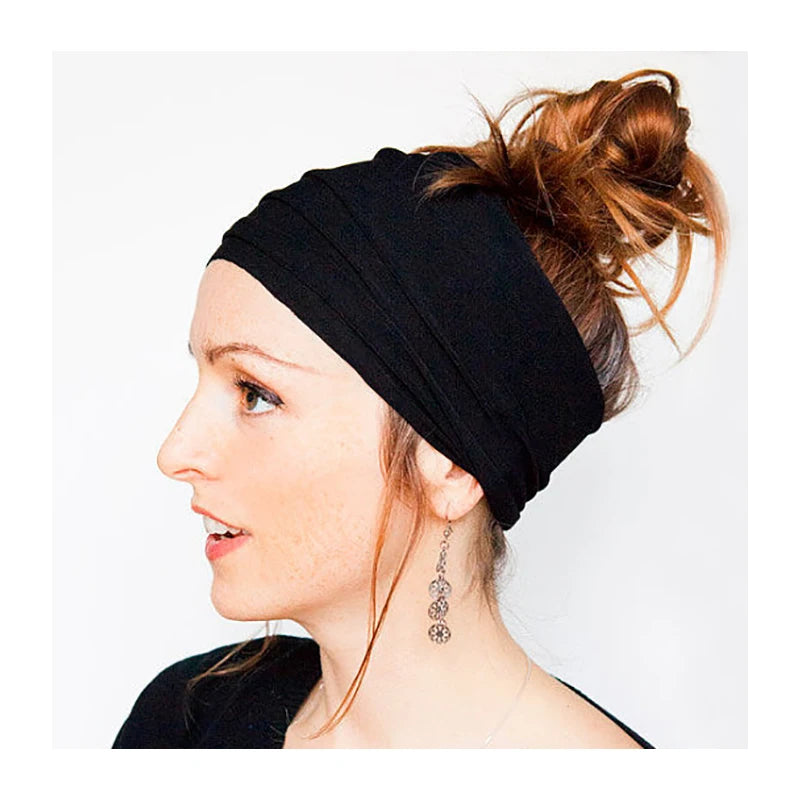 Girls High Elastic Wide Bandeau Headband Solid Color Sports Yoga Running Gym Stretchy Workout Hairband for Women