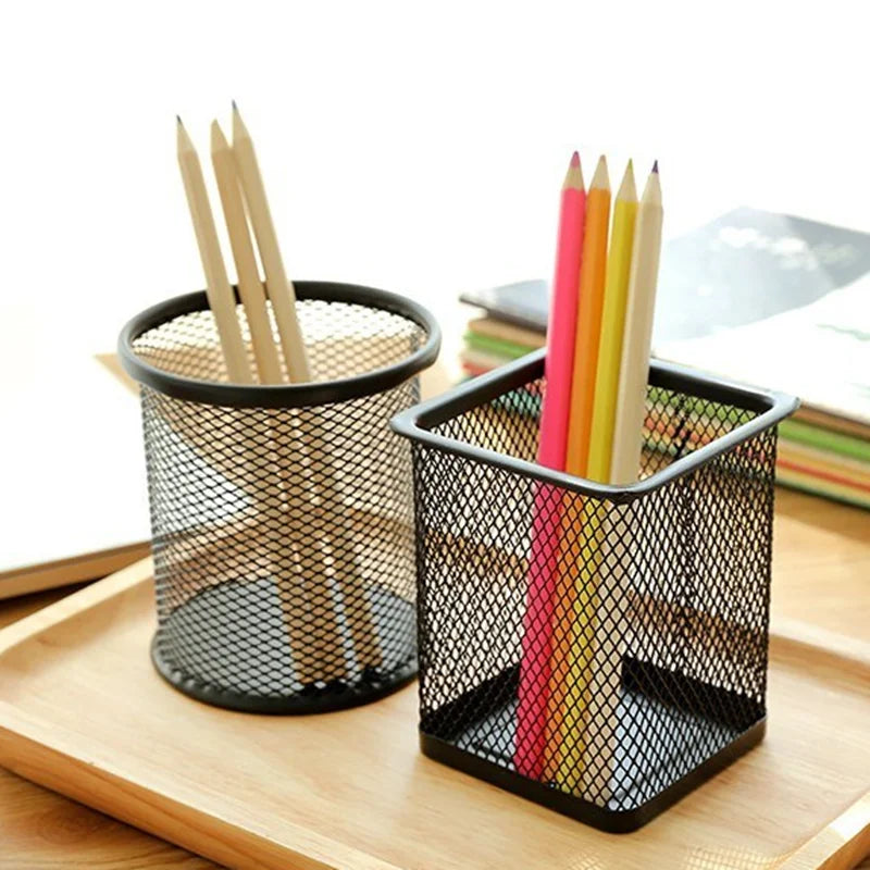 New Product Ideas 2024 Cheap Desk Organizer Round Square Mesh Pen Holder -  Metal Pen Organize Pencil Cup (Black)