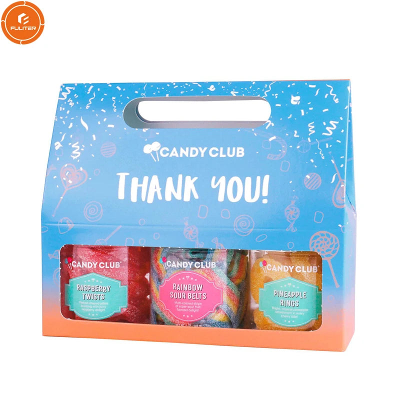 Paper Wedding 3 Jars Set Gift Packaging Candy Bag With PVC Window