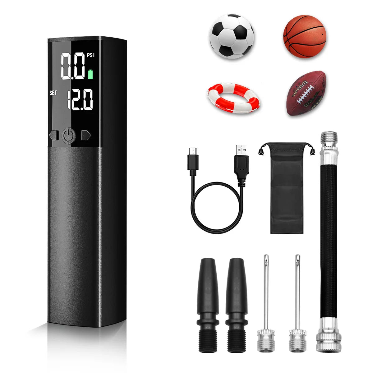2024 New Trending Automatic Digital Wireless Rechargeable Mini Soccer Balls Rugby Basketball Portable Electric Air Pump CE
