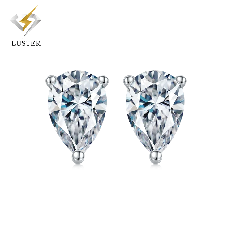 Classic Mossanite Claw Setting VVS1 0.5ct Third Party Certified Screw Back Earrings 925 Sterling Silver Luxury Jewelry for Men