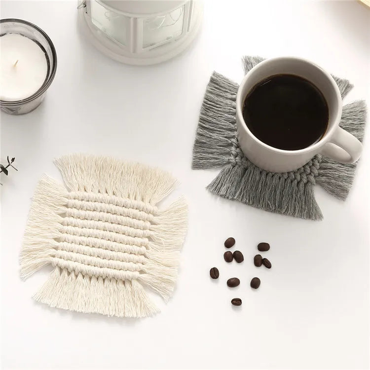 Northern Europe Macrame Cup Pad Bohemia Tablecloth Table Mat Pure Handmade 16 Cm Crochet Coaster Lace  Coffee Cup Mats