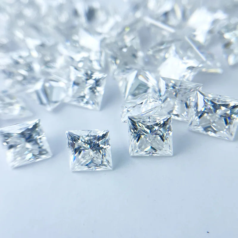 Wholesale Customized Size DE Color Princess Cut Loose Moissanite Stone Flawless VVS Certified by GRA