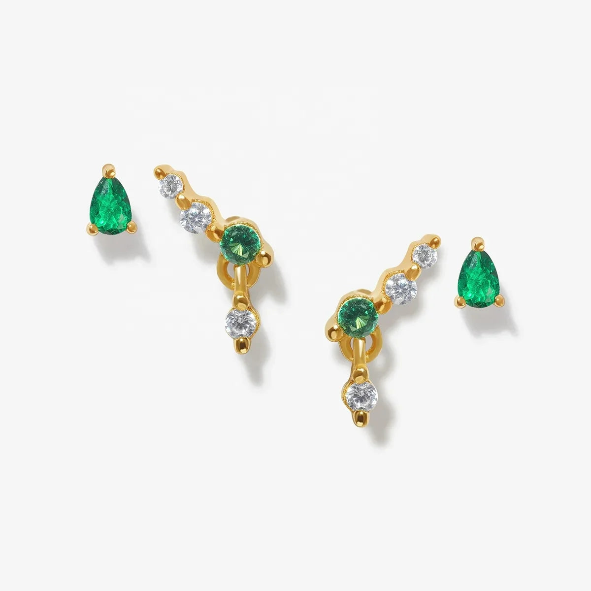 LOZRUNVE Silver 925 Jewelry Cartilage Small Emerald Stud Earring Set Gold Plated 2023 New