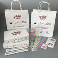 Wholesale Recycled Coated Paper Embossed Custom Shapes Recyclable Takeaway Shopping Bags Self Adhesive Seal for Milk Sushi Jelly