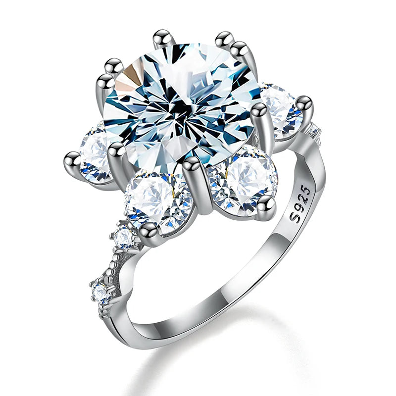 Ghetluxe Sparkling Real 1ct Carat Moissanite Diamond Wedding Sun Flower Rings for Women 925 Sterling Silver Luxury Fine Jewelry