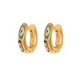 Hip Hop Jewelry Stainless Steel Smooth Round Earring Gold Evil Eyes Huggie Earrings