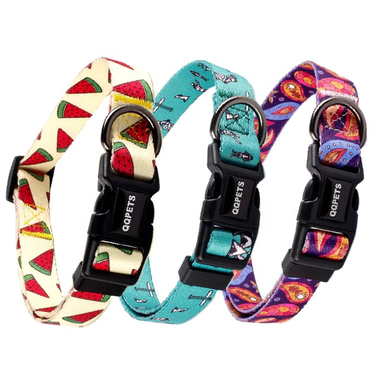 Custom Design High Quality Personalized Pet Dog Collar Private Label Sublimation Soft Polyester Custom Printed Logo Wholesale