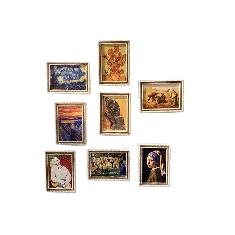 Creative Retro Refrigerator Magnet 3D World Famous Painting Resin Magnetic Fridge Stickers
