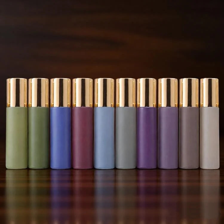 Painting Metal Steel Roll on Cosmetic Packaging 5ml 10ml Empty Portable Matte Glass Roller Perfume Bottle