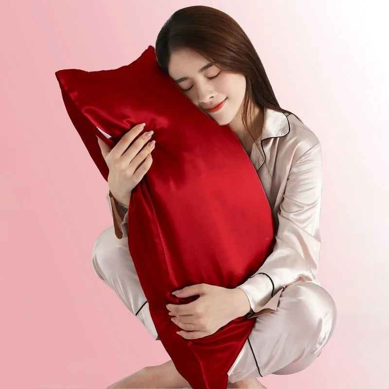 Wholesale Luxury Satin Silk Pillowcase with Zipper Oeko Tex Standard Red Bedding for Hotels MegaBDM