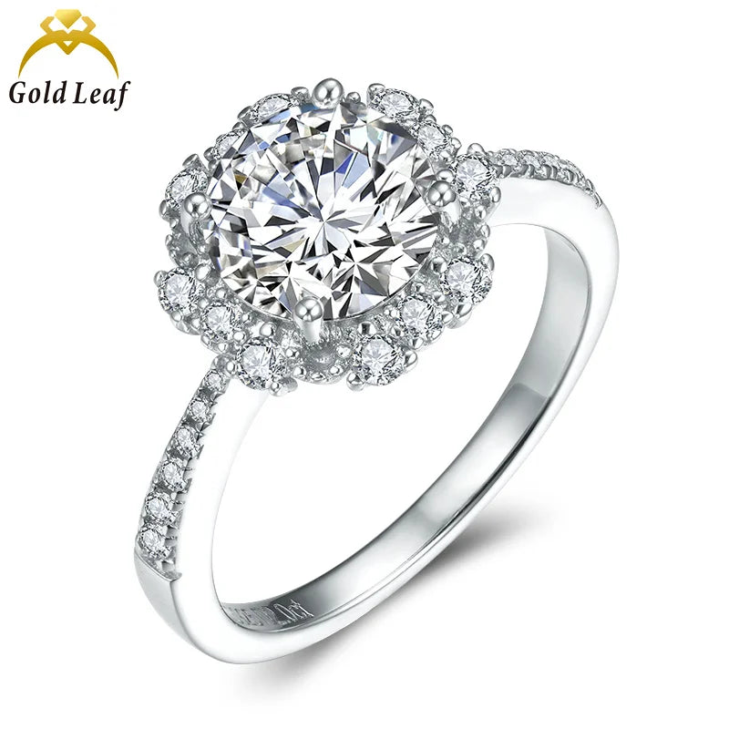Goldleaf Women's Engagement Wedding Ring New Style High Quality 925 Silver GRA Certified D VVS Moissanite Brilliant Cut Ring